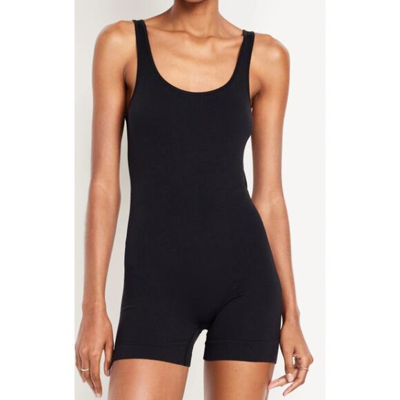 Old Navy Womens Black Seamless Ribbed Tank Top Bodysuit NEW Large - Picture 1 of 9